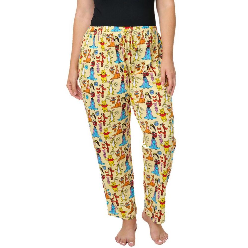Women's Plus Size Disney Winnie The Pooh Eeyore Pajama Pants Loungewear Yellow